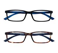 OPULIZE See - Occhiali da Lettura Filtro Set da 2 Luce Blu Montatura Stretta Cerniere a Molla Migliorano il Sonno Gaming Computer Anti Riflesso Nero Marrone Uomo Donna BB9-12 +1.50