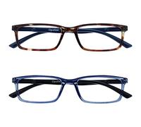 OPULIZE See - Occhiali da Lettura Filtro Set da 2 Luce Blu Montatura Stretta Cerniere a Molla Migliorano il Sonno Gaming Computer Anti Riflesso Marrone Blu Trasparente Uomo Donna BB9-23 +1.50