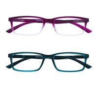 OPULIZE See - Occhiali da Lettura Filtro Set da 2 Luce Blu Montatura Stretta Cerniere a Molla Migliorano il Sonno Gaming Computer Anti Riflesso Viola Turchese Uomo Donna BB9-5Q +1.00