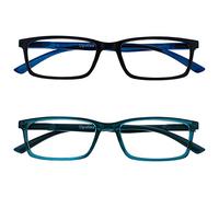 OPULIZE See - Occhiali da Lettura Filtro Set da 2 Luce Blu Montatura Stretta Cerniere a Molla Migliorano il Sonno Gaming Computer Anti Riflesso Nero Turchese Uomo Donna BB9-1Q +2.00