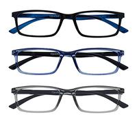 OPULIZE See - Occhiali da Lettura Filtro Set da 3 Luce Blu Montatura Stretta Cerniere a Molla Migliorano il Sonno Gaming Computer Anti Riflesso Nero Blu Trasparente Grigio Uomo Donna BBB9-137 +3.50