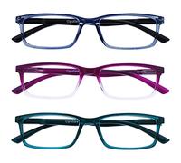 OPULIZE See - Occhiali da Lettura Filtro Set da 3 Luce Blu Montatura Stretta Cerniere a Molla Migliorano il Sonno Gaming Computer Anti Riflesso Blu Trasparente Viola Turchese Uomo Donna BBB9-35Q +1.00
