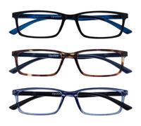 OPULIZE See - Occhiali Filtro Set da 3 Luce Blu Montatura Stretta Cerniere a Molla Migliorano il Sonno Gaming Computer Anti Riflesso Nero Marrone Blu Trasparente Uomo Donna BBB9-123 +0.00