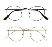 OPULIZE Sol Occhiali da Lettura Blu Luce Bloccaggio 2 Metallo Retro Cornici Migliorare Mal Di Testa Sonno Computer Gaming Mens Womens BB94, Grigio canna di fucile/oro