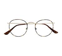 OPULIZE Sol - Reading Glasses with Blue Light Blocking Round Metal Retro Frame Spring Hinges Improve Sleep Reduce Headache Computer Glasses Gaming Anti-Reflective Men Women B94