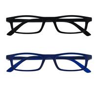 OPULIZE Ted Occhiali da Lettura 2 Pack Stretto Opaco Telaio Leggero Cerniere a Molla Resistente ai Graffi Uomo Donna RR17, nero/blu navy, +2.50 Magnification