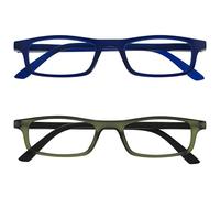 OPULIZE Ted Occhiali da Lettura 2 Pack Stretto Opaco Telaio Leggero Cerniere a Molla Resistente ai Graffi Uomo Donna RR17, Blu navy opaco/cachi opaco, +2.50 Magnification