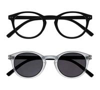 OPULIZE Zen 2 Pacco Occhiali Da Lettura Con Lettore Sole Nero Cristallo Piccolo Uomo Donna RS24-1C +3,00