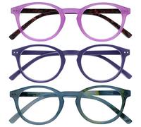 OPULIZE Zen 3 Pacco Occhiali Da Lettura Rosa Porpora Turquoise Blu Piccolo Uomo Donna RRR24-45Q +2,00