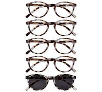 OPULIZE Zen 5 Pacco Occhiali Da Lettura Con Lettore Sole Luce Marrone Tartaruga Piccolo Uomo Donna RRRRS24-1T +1,50