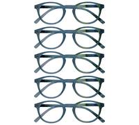 OPULIZE Zen 5 Pacco Occhiali Da Lettura Lucente Turquoise Blu Piccolo Uomo Donna RRRRR24-Q +2,00