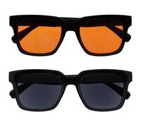 OPULIZERA Occhiali da sole donna e uomo - Lente Arancione/Nero - Confezione da 2 - Lenti Polarizzate UV400 Antiriflesso e Antibagliore - Oversize e Rettangolare - Cerniere a molla - Nero