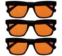 OPULIZERA Occhiali luce blu donna e uomo - Lenti Arancioni - Occhiali con filtro luce blu al 99,9% - Antiriflesso e Antibagliore UV400 - Confezione da 3 - Oversize e Rettangolare - Nero