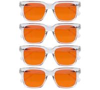 OPULIZERA Occhiali luce blu donna e uomo - Lenti Arancioni - Occhiali con filtro luce blu al 99,9% - Antiriflesso e Antibagliore UV400 - Confezione da 4 - Oversize e Rettangolare - Chiaro