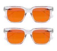 OPULIZERA Occhiali luce blu donna e uomo - Lenti Arancioni - Occhiali con filtro luce blu al 99,9% - Antiriflesso e Antibagliore UV400 - Confezione da 2 - Oversize e Rettangolare - Chiaro