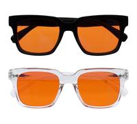 OPULIZERA Occhiali luce blu donna e uomo - Lenti Arancioni - Occhiali con filtro luce blu al 99,9% - Antiriflesso e Antibagliore UV400 - Confezione da 2 - Oversize e Rettangolare - Nero/Chiaro