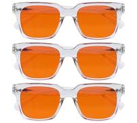 OPULIZERA Occhiali luce blu donna e uomo - Lenti Arancioni - Occhiali con filtro luce blu al 99,9% - Antiriflesso e Antibagliore UV400 - Confezione da 3 - Oversize e Rettangolare - Chiaro