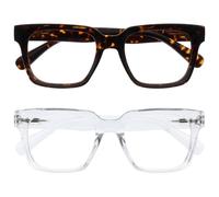 OPULIZERA Occhiali luce blu donna e uomo - Occhiali da lettura Antiriflesso e Antibagliore - Confezione da 2 - Occhiali per computer - UV400 - Oversize e Rettangolare - Marrone Chiaro - +3.00