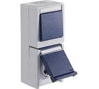OPUS® RESIST - Interruttore con presa, modello verticale, colore: grigio chiaro/blu acciaio