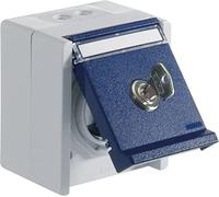 OPUS® RESIST - Presa con contatto di protezione, 1 ingresso, con serratura, 10", colore grigio chiaro/blu acciaio
