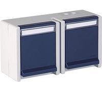 OPUS® RESIST, presa con contatto di protezione, 2 prese, orizzontale, verticale, colore: grigio chiaro/blu