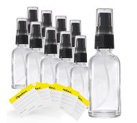 Oputec 10 x 30 ml dispenser pompa da viaggio in vetro trasparente + 10 etichette - Piccole bottiglie dispenser di crema dispenser per lozioni da riempire