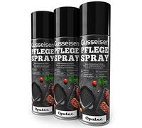 Oputec 3 x 500ml Bomboletta Spray Cura della ghisa - Accessori Ideali per la Protezione e la Cura di Griglie, padelle, pentole, forni Olandesi, girarrosti in ghisa - Protettivo Antiaderente per ghisa