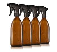 Oputec 4 flaconi spray da 500 ml in vetro da riempire con testina spray ergonomica + etichette. Flacone vuoto per piante, fiori, detergenti, cura dei capelli e molto altro ancora