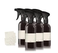 Oputec 6 flaconi spray da 500 ml in plastica nera da riempire, con ugello ergonomico + etichette, flacone spray vuoto per piante, fiori, detergenti, cura dei capelli e altro ancora
