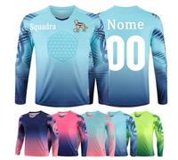 OPUTWDF Maglia Portiere Calcio Personalizzabile per Uomo, Donna e Bambino - Blu, Taglia S, Maglia a V con Maniche Lunghe, Traspirante, Imbottitura sui Gomiti
