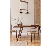 Opviq Cappellino in legno rustico industriale, per corpo e metallo, diametro 15 cm, altezza 80 cm, regolabile, attacco E27, marrone e nero, perfetto per le case country