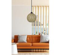 Opviq Chandelier di iuta fatto a mano, giallo e nero, lunghezza cappello: 22 cm, diametro 24 cm, cavo regolabile, E27 Max 40 W, design bohemian & scandinavo, altezza 55 cm