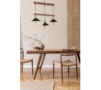 Opviq Chandelier Industrial Rustic Chandelier, Corpo in legno, diametro 15 cm, altezza 80 cm, regolabile, attacco E27, Brown & Black | Perfetto per Country & Modern Decor