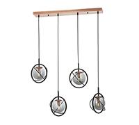 Opviq Chandelier industriale, corpo in metallo nero e bronzo, altezza 120 cm, larghezza 80 cm, 4 x E14 Max 40 W, elegante berretto in vetro, perfetto per gli spazi moderni
