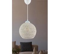 Opviq Elegante chandelier bianco, diametro 22 cm, altezza 54 cm, in plastica, berretto in cotone, E27 Socket Max 40 W, perfetto per Scandinavian & Country Decor