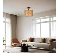 Opviq Elegante chandelier con corpo in metallo e berretto in bambù, diametro 30 cm, altezza 30 cm, attacco E27, max. 40 W, design elegante in legno e nero per spazi moderni