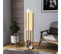 Opviq Elegante lampada da pavimento Gold & White Floor, corpo in metallo, altezza 130 cm, attacco E27, cavo da 200 cm, illuminazione elegante per la decorazione della casa moderna | IP20 Rated