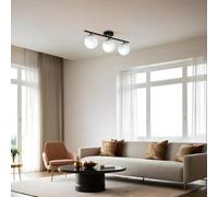 Opviq Elegante lampadario bianco e nero, corpo in metallo, diametro 15 cm, altezza 20 cm, lunghezza 56 cm, attacco E27, max 40 W, illuminazione elegante per ambienti moderni