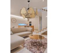 Opviq Elegante lampadario in rattan, diametro 70 cm, altezza regolabile, corpo in metallo con tappo in rattan naturale, attacco E27, max. 40 W, perfetto per gli spazi moderni