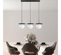 Opviq Elegante lampadario nero, altezza regolabile, 40-110 cm, corpo in metallo, 3 prese E27, 100 x 30 cm, perfetto per spazi moderni, eleganti e funzionali