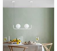 Opviq Elegante lampadario regolabile, corpo in metallo bianco, lunghezza 56 cm, altezza 20-110 cm, 2 prese E14, IP22, perfetto per decorazioni moderne per la casa