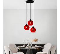 Opviq Elegante lampadario rosso, altezza regolabile 40-120 cm, corpo in metallo, diametro 20 cm, 3 x E27 Max 40 W, perfetto per gli spazi moderni, IP20 Rated