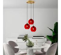 Opviq Elegante lampadario rosso, altezza regolabile 40-120 cm, corpo in metallo, diametro 20 cm, 3 x E27 Max 40 W, perfetto per gli spazi moderni, IP20 Rated
