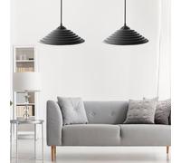 Opviq Elegante lampadario UFO (2 pezzi), nero, altezza regolabile 50 cm, ABS e policarbonato, E27 Max 40 W, perfetto per decorazioni industriali e scandinave