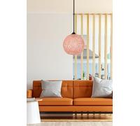 Opviq Handmade Jute Chandelier Pink & Brown, cappello da 22 cm | Cavo regolabile, altezza totale 55 cm | E27 Max 40W | Bohemian & Scandinavian Design, Perfect for Any Space