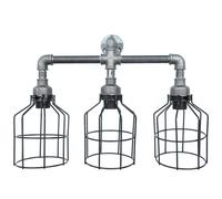 Opviq Lampada da parete industriale, tubo di ferro nero, 53 x 17 x 40 cm, attacco E27, cavo da 180 cm, design moderno cabina/lodge, tinta unita