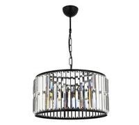 Opviq Lampadario Moderno con Corpo in Metallo e Cappuccio in Cristallo, 70 cm di Altezza, 40 cm di Diametro | Nero e Bianco | 3 x E27 Max 40W | Design Industriale Glamour per Hotel e Case