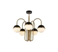 Opviq Modern Chandelier with Metal Body & Glass Cap, altezza 70 cm, diametro 60 cm | 5 x E27 Max 40 W | Black & Vintage Colors, Glam & Scandinavian Design