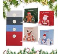 Opvonxeh 3D Christmas Card, 4 confezioni Holiday Paper Art Greeting Cards with Buste, Elegant Festive Message Cards for Adults, Friends, Teachers and Coworkers Gift Exchange, 5.12 Inch