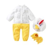 Opvonxeh Baby Chicken Costume, Long Sleeve Plush Animal Hat, Shoes Set, Fuzzy Bodysuit For Cosplay, Cartoon Pagliaccetto per ragazze e ragazzi, Adorabile Halloween Outfit